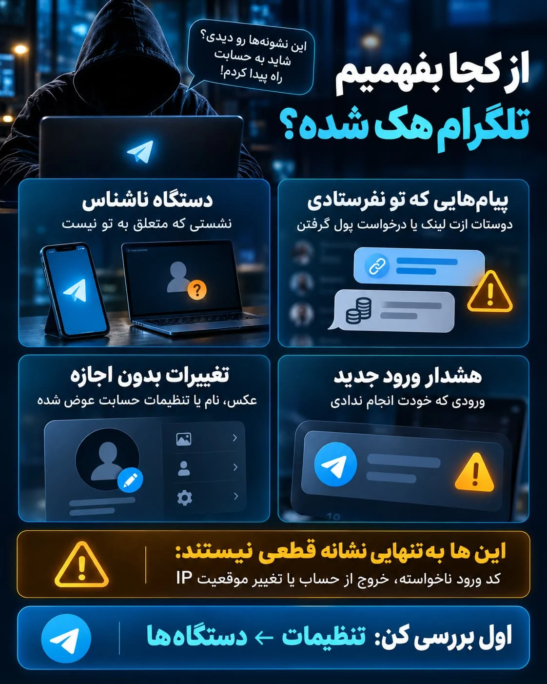 نشانه های تلگرام هک شده